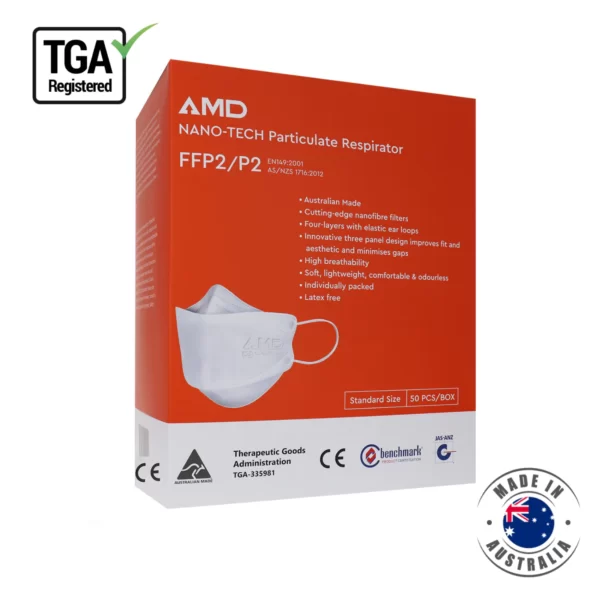 P2 Face Mask, (Pack of 25) Made in Australia (N95 / KN95)