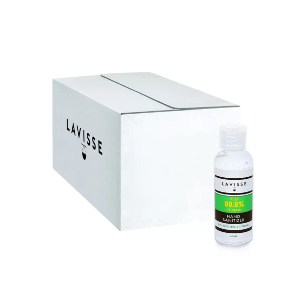 Lavisse Hand Sanitiser Gel, 75% Alcohol - 60ml Flip Bottle (Case of 96) - Image 2